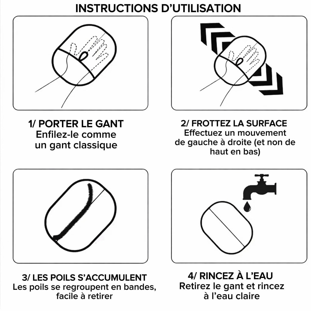 Instructions utilisation gant anti-poils animaux FurAway