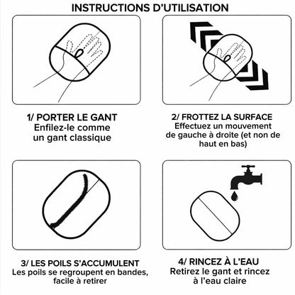 Instructions utilisation gant anti-poils animaux FurAway